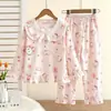 Novos Pijamas Infantis para Meninas 2026, Conjunto Fino de Algodão Nuvem para Primavera e Outono com Manga Longa, Roupa de Casa de Verão para Meninas Mais Velhas