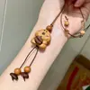 Collar de Oso Perro de Madera con Piedra Ojo de Tigre para Mujer Accesorios de Cadena de Perlas de Madera para Otoño e Invierno Diseño Lindo de Nicho