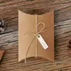 Caja Almohada de Cartón Blanco Color Papel Kraft Empaque Plegable Caja de Papel Bolsa Almohada Bronceado Boda Caja de Dulces