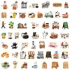 50 Pegatinas de Té de la Tarde de Cafetería Curativa, Imágenes de Ilustración de Café, Pegatinas Transparentes Decorativas para Cuaderno Diario DIY