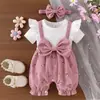 Ropa para Niños Romper de Verano Estilo Europeo Americano para Niños Pequeños con Lazo Falso de Dos Piezas Mono Ropa para Niños ins