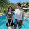 2022 nuevo traje de baño de pareja para viaje de luna de miel estilo falda dividida para aguas termales estilo pequeño aroma traje de baño para mujer bañador para hombre