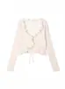 Conjunto de Verano Dopamina Talla Plus para Mujer: Vestido de Cinta Deseo Puro + Cárdigan de Punto con Volantes, Cárdigan Suave