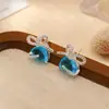 Brincos de Tarraxa Coração com Laço Doce Moda Simples Personalizados Nicho Luxo Leve Alto Padrão Exquisitos Elegantes Versáteis