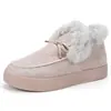 Botas de Neve Femininas com Laço e Acabamento em Pele 2026 Inverno Novo Solado Grosso Botas de Algodão Femininas Plus Velvet Acolchoado Quente Sapatos de Algodão