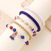 Conjunto de Pulseiras do Dia da Independência Americana Argila Macia Contas Letras Laço Coração Personalizado Moda Pulseira de Múltiplas Camadas para Mulheres