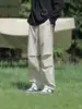 Calça Paratrooper Workwear Americano Masculina Estilo Montanha Tecido Funcional de Secagem Rápida Solta Reta Casual Perna Larga Calça Longa Primavera Outono