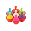 Molde de Picolé de Silicone Molde de Bandeja de Gelo de Silicone Molde de Picolé de 7 Furos Caixa para Alimentos Gelados DIY Molde de Gelo