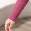 Suéter tejido de manga larga con estampado casual para mediana edad y personas mayores, alta elasticidad, cálido, con forro de terciopelo, top para madre de mediana edad