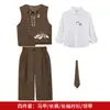 Verão Novo Estilo Meninos Novo Estilo Chinês Roupa Formal Estilo Chinês Infantil Estampa de Caligrafia Conjunto de Colete Roupas para Evento de Apresentação