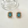 Pendientes de plata 925 con forma de diamante y forma cuadrada, estilo retro, con personalidad de Corea del Sur, de alta gama para mujer.
