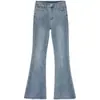 Calça Flare Feminina, Tamanho Plus Size, Valoriza Silhuetas Curvilíneas, Cintura Alta, Corpo em Formato de Pera, Slim Fit, Esticável, Barra Desfiada, Versátil