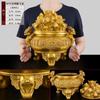 Cuenco del Tesoro de Cobre con Adorno de Sapo Dorado de Tres Patas para Sala de Estar Decoración del Hogar, Transferencia de Riqueza y Alcancía para Ahorrar Dinero