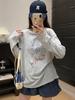 Blusa Feminina Manga Longa com Estampa e Gola Redonda Proteção Solar Verão 2026 Novo Estilo Solto e Preguiçoso Top Fino