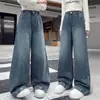 Moda Infantil Jeans con Dobladillo en Forma de Corazón Cintura Alta Diseño de Pierna Ancha Suaves y Amigables con la Piel Para Niños Medianos y Mayores Adelgazantes Versátiles