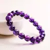 Pulsera de Amatista Natural Imitación al por Mayor para Mujer, Pulsera de una Sola Vuelta con Cuentas Redondas de Amatista Fuego Violeta Uruguaya para Hombre