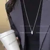 Estilo Minimalista Collar Colgante Gota de Agua de Plata Cadena Larga para Suéter Otoño e Invierno para Mujer Lujo Accesible Accesorios de Cuello Alto de Gama Alta