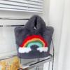 Bolso de invierno nuevo y bonito de peluche de arcoíris para mujer, bolso Mao Mao portátil de moda, bolso cruzado con cadena de gran capacidad para el hombro.