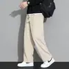 Calça de Veludo Cotelê Nova para Homens, Primavera e Outono de 2025, Calça de Moletom Reta Solta, Calça Esportiva Casual de Perna Larga para Meninos
