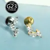 Piercing de Lábio com Rosca Interna F136 Titânio Fundo Plano Europeu e Americano, Piercing de Lábio com Zircônia Marquise, Piercing de Lábio, Piercing de Orelha, Joia para Piercing de Cartilagem