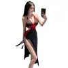 Lingerie Comércio Exterior Transfronteiriço Lingerie Sexy Role Play Peça Única Gaze Preta Fenda Alta Sedutor Vestido Cheongsam