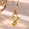 Collar de Tortuga con Microincrustaciones de Zirconia de Colores Serie Nuevo Océano Europeo y Americano Colgante de Concha de Perla Tiburón Estrella de Mar Joyería