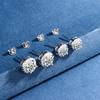 Bolsa Redonda Cuadrada Viva Aretes de Diamante de Alto Carbono de Cuatro Garras Femenino Amor Corazón 925 Aguja de Plata Esterlina Circonita 5A Aretes de Seis Garras Oreja
