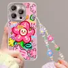 Funda de Teléfono Linda con Cadena para Apple 17, iPhone 15 Pro Max, Nuevo Modelo para Mujer 16, Divertido Diseño de Graffiti