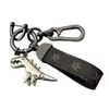 Chaveiro de Dinossauro Fofo Desenho Animado Pingente de Metal Estilo Casal para Carro Masculino Chaveiro de Corda de Couro de Alta Qualidade para Pendurar na Cintura