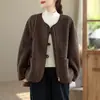 Nuevo Abrigo de Invierno Resistente con Piel Integrada de Imitación de Lana de Cordero Cálido y Moderno con Forro de Gamuza y Piel Engrosada