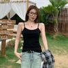 Camisola de Algodão Puro Roupa Íntima Feminina Preto e Branco Íntimos Slim Tamanho Grande Verão Fina Base para Usar por Baixo Roupa Exterior