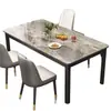 Mesa de jantar em pedra, estilo luxo leve, design moderno e minimalista, adequada para apartamentos pequenos, conjunto de mesa e cadeiras de jantar, mesa de jantar retangular de ferro forjado