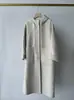 Casaco de Lã Cashmere Tencel! Fofo e Macio! Casaco Longo de Lã Dupla Face com Capuz Estilo Academia Francesa