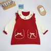 Vestido Suéter de Punto para Niña 2026 Otoño/Invierno Nuevo Lazo Bordado Ropa Infantil Cuello de Muñeca Vestido de Princesa Transfronterizo