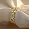 Anel de ouro maciço galvanizado com zircônia microincrustada feminino alto senso nicho luxo leve anel aberto anel estilo coreano joia de mão personalizada