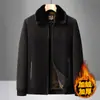 Jaqueta masculina de veludo cotelê para outono e inverno, forrada com fleece e espessa, adequada para homens de meia-idade e idosos de 60 a 70 anos, um casaco quente para avôs