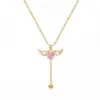 Suministro Transfronterizo Collar Alas de Corazón de Cupido para Mujer Lujo Accesible Nicho Cadena para Clavícula de Ángel con Alas Móviles Día de San Valentín
