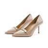 878-6 Sapatos de Salto Alto Metálico com Fivela Única Estilo Francês Bonitos para Mulheres, Femininos e Não Cansativos, Sapatos de Salto Alto Stiletto Bico Fino para Mulheres