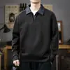 Sudadera Nueva de Manga Larga para Hombre 2026 con Diseño Falso de Dos Piezas, Top tipo Polo de Peso Pesado en Bloques de Color, y Chaqueta Patchwork para Primavera y Otoño