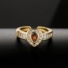 Aogu Suministro Transfronterizo Anillo Abierto Geométrico Retro con Forma de Gota de Agua para Mujer Cobre Chapado en Oro de 18K Joyería de Circonias Nuevo