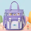 Bolsa fofa de desenho animado para lição de casa de meninas do ensino fundamental, bolsa de mão e bolsa transversal de grande capacidade, bolsa para material de arte à prova d'água e resistente ao desgaste