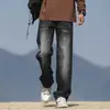 Jeans Retrô Estilo Americano para Homens, Moderno e Versátil, Novo Modelo 2025, Corte Reto Amplo, Respirável para o Verão