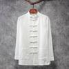 Traje Tang de Lino para Hombre Camisa Base Hanfu China de Manga Larga Estilo Chino Algodón y Lino Camisa Superior para Hombre Nuevo Estilo de Primavera y Otoño para Hombre