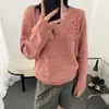 Suéter de punto con flores 3D caladas y cuello en V para mujer, nuevo diseño primavera/otoño 2026, estilo holgado y relajado