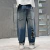 Pantalones para niños, primavera y otoño, nuevos pantalones vaqueros para niños de todo tipo, estilo occidental, vaqueros holgados de papá.