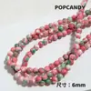 Pulseira Pedra Colorida de Chuva [Flor de Pessegueiro da Primavera] Retro Rosa Suave Verde Fresco Natural Colar de Contas Joias Contas Soltas