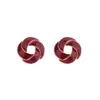 Pendientes Retro de Flor de Remolino Rojo Aceite Ankora Estilo Francés Suave Sencillo Moda Commuter Otoño e Invierno Pendientes Populares