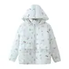 Comércio Exterior Inverno Novo Roupa Feminina Moda Europeia e Americana Espessada Quente Solta Multicor Zíper Com Capuz Estampada Jaqueta de Algodão