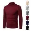 Suéter de Gola Alta Coreano Slim-fit Masculino Preto Moda Outono e Inverno Suéter Versátil Masculino Suéter de Tricô