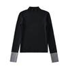Suéter europeu e americano de gola alta contrastante, feminino, inverno, moderno, ombro bufante, slim, emagrecedor, suéter que combina com tudo